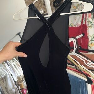 Vintage faux velvet black dress, size small